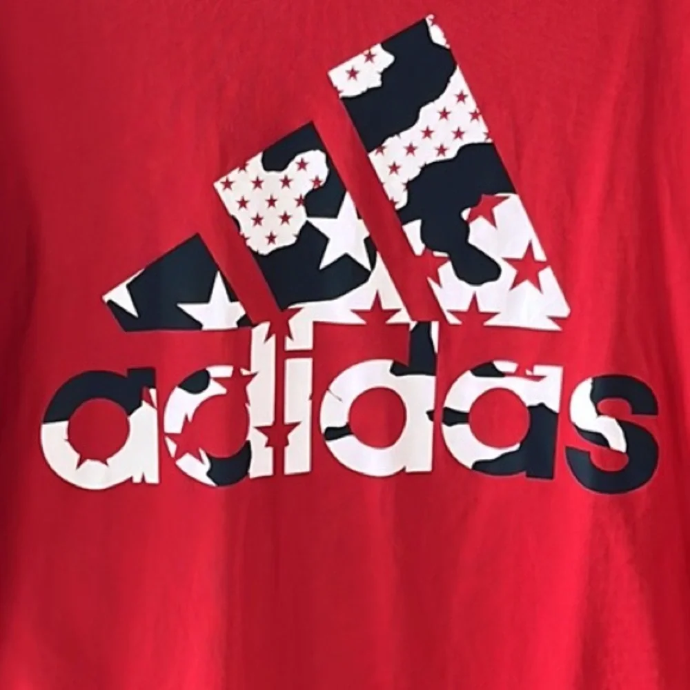 Adidas Red Short Sleeve Tshirt Mens Large Cotton Shirt